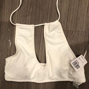 Halter swim top, white
